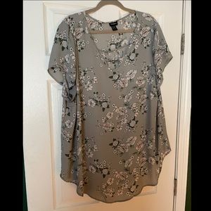 Gray Floral Torrid Blouse